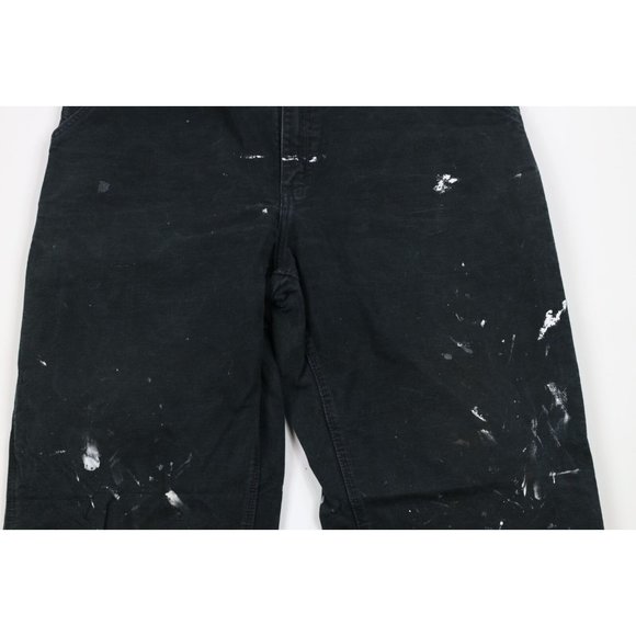 Vintage Carhartt Mens 36x32 Thrashed Wide Leg Dungaree Fit Canvas Pants Black - Picture 3 of 12